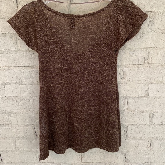 Vintage bronze flutter sleeve H&M sparkle tunic top. XS - Picture 3 of 9